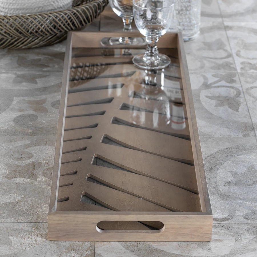 Tropical Palm Wood Centerpiece Tray - Nautical Luxuries