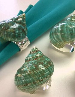 Jade Turbo Shell Napkin Ring Set - Nautical Luxuries