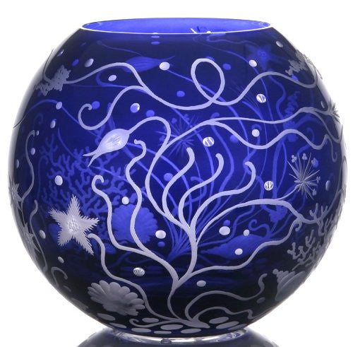 Bohemian Crystal Engraved Atlantis Vase - Nautical Luxuries