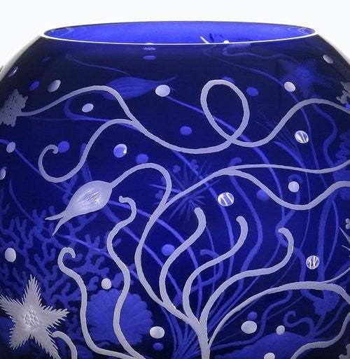 Bohemian Crystal Engraved Atlantis Vase - Nautical Luxuries