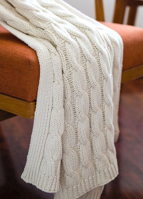 Seafarer's Cable Knit Cotton Throws - Nautical Luxuries