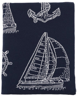 Nautical Classics Medium Weight Cotton Throws/Anchors Icons - Nautical Luxuries
