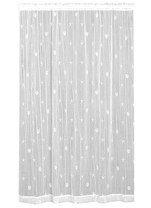 Beach Cottage Shell Trim Sheer Curtain Panels - Nautical Luxuries