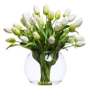 White Tulips Large Yacht Silks Centerpiece Arrangement - Nautical Luxuries