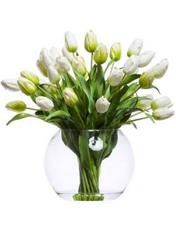 White Tulips Large Yacht Silks Centerpiece Arrangement - Nautical Luxuries