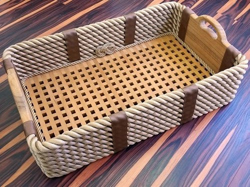 Italian Yachtsman's Cross-Hatch Shoe Basket - Nautical Luxuries