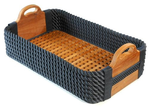 Italian Yachtsman's Cross-Hatch Shoe Basket - Nautical Luxuries