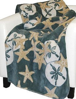 Luxury  Double-Plush Starfish & Sand Dollar Coastal Throw - Nautical Luxuries