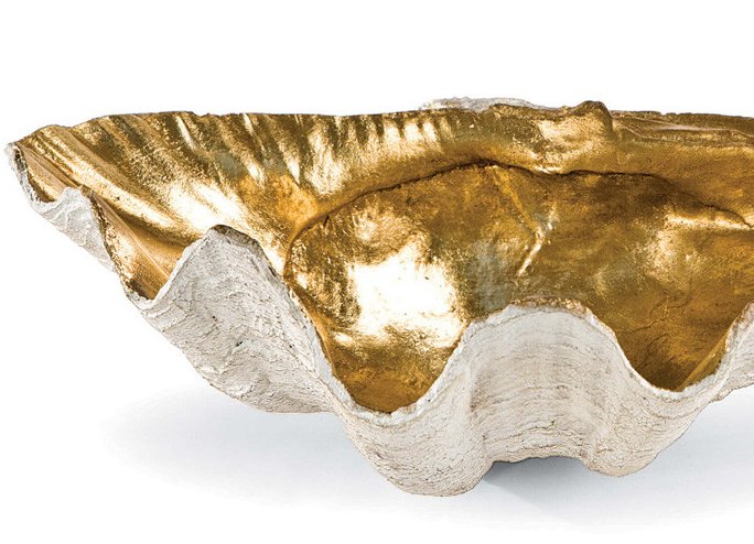 Golden Luxury Clamshell Display Bowl | Nautical Luxuries