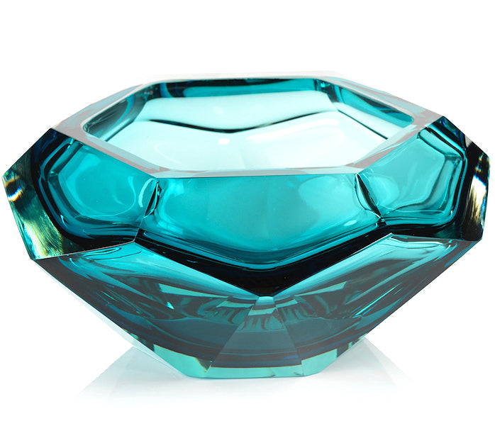 Aqua Seas Faceted Cut Glass Accent Bowl - Nautical Luxuries