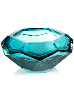 Aqua Seas Faceted Cut Glass Accent Bowl - Nautical Luxuries