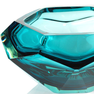 Aqua Seas Faceted Cut Glass Accent Bowl - Nautical Luxuries