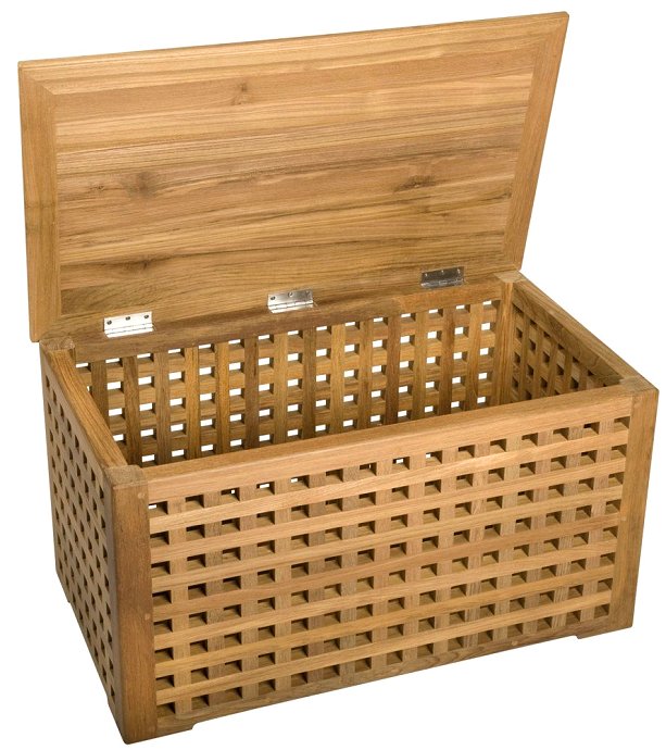 Yachting Teak Collection Crosshatch Storage Box - Nautical Luxuries