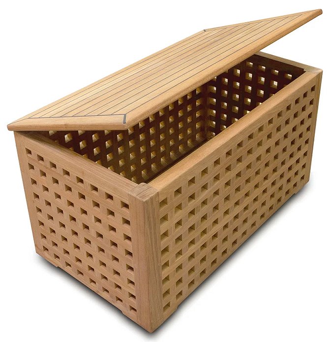 Yachting Teak Collection Crosshatch Storage Box - Nautical Luxuries