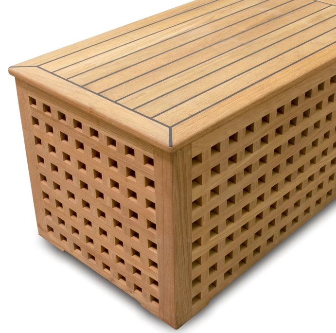 Yachting Teak Collection Crosshatch Storage Box - Nautical Luxuries