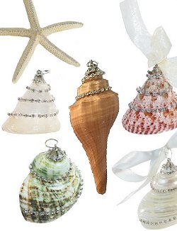 Poseidon's Jewels Swarovski Crystals Seashell Ornament Set - Nautical Luxuries