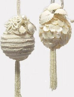 Vintage Pearly White Beaded 4-Pc. Ornament Set - Nautical Luxuries