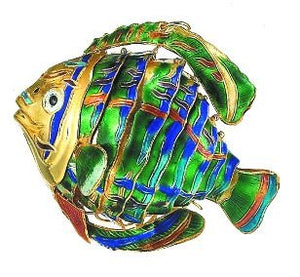 Cloisonne Enamel Articulated Tropical Reef Fish Ornament Set - Nautical Luxuries