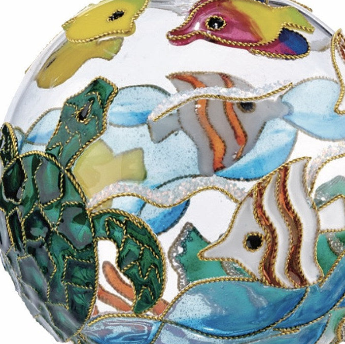 Swimming Sea Life Cloisonné 2-Pc. Glass Ornament Set - Nautical Luxuries