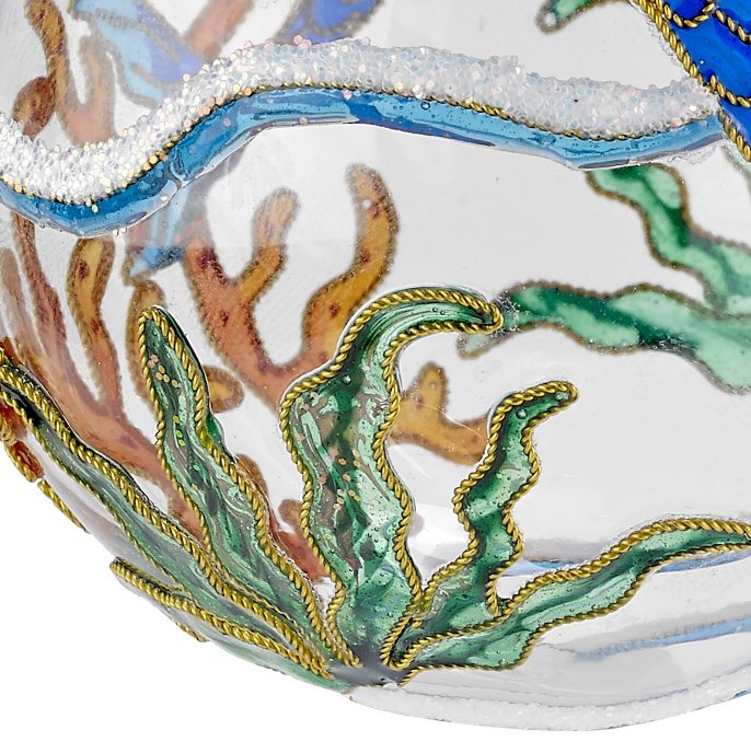 Swimming Mermaid Cloisonné 2-Pc. Glass Ornament Set - Nautical Luxuries