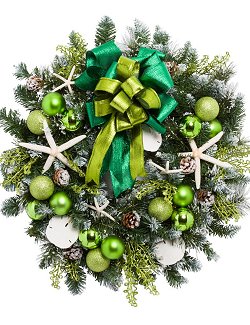 Yacht Silks Luxury Sea Green Starfish Indoor/Outdoor Holiday Wreath - Nautical Luxuries