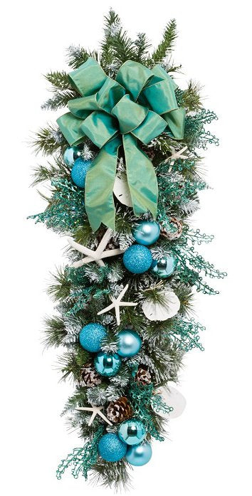 Yacht Silks Luxury Aqua Starfish Holiday Door/Wall Bough - Nautical Luxuries