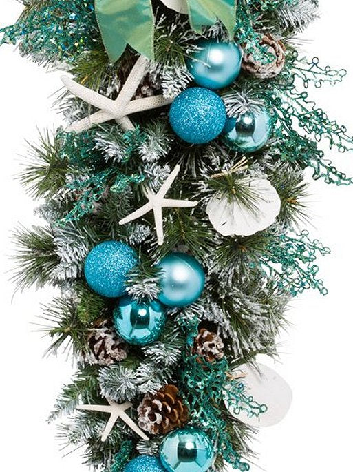 Yacht Silks Luxury Aqua Starfish Holiday Door/Wall Bough - Nautical Luxuries