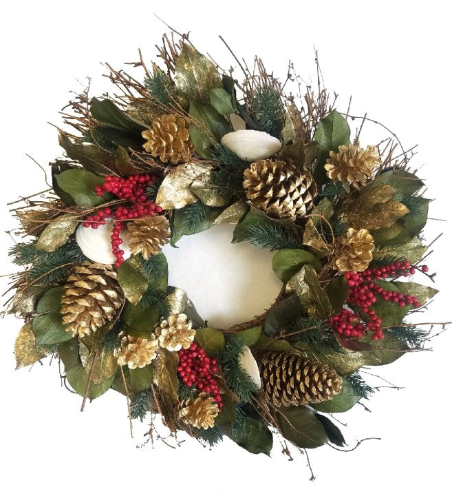 Golden Shores Preserved Holiday Wreath - Nautical Luxuries