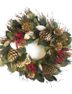 Golden Shores Preserved Holiday Wreath - Nautical Luxuries
