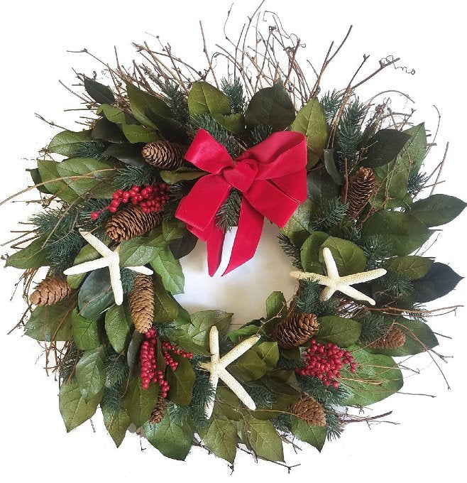 Holiday Starfish Preserved Coastal Wreath - Nautical Luxuries