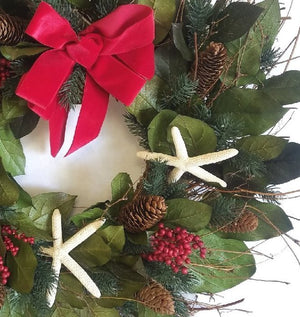 Holiday Starfish Preserved Coastal Wreath - Nautical Luxuries