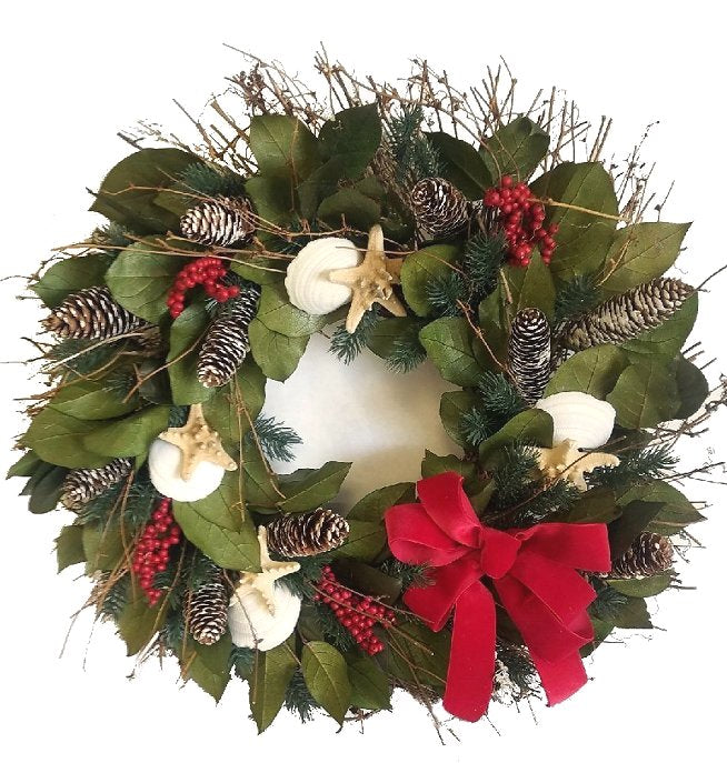 Yuletide Ocean Bounty Preserved Coastal Wreath - Nautical Luxuries
