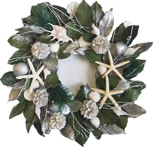 Silver Seashore Preserved Coastal Wreath - Nautical Luxuries