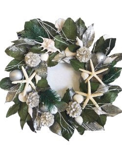 Silver Seashore Preserved Coastal Wreath - Nautical Luxuries