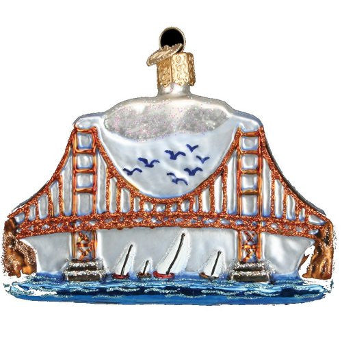 Sailing San Francisco Blown Glass 4-Pc. Ornament Set - Nautical Luxuries