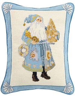 Santa's Sea Tree Needlepoint Accent Pillow - Nautical Luxuries