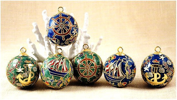 Cloisonne Nautical Ball Ornament Set - Nautical Luxuries