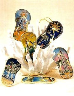 Cloisonne Enamel Flip Flop Ornament Set - Nautical Luxuries