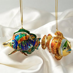 Cloisonne Enamel Articulated Tropical Fish Ornament Set - Nautical Luxuries