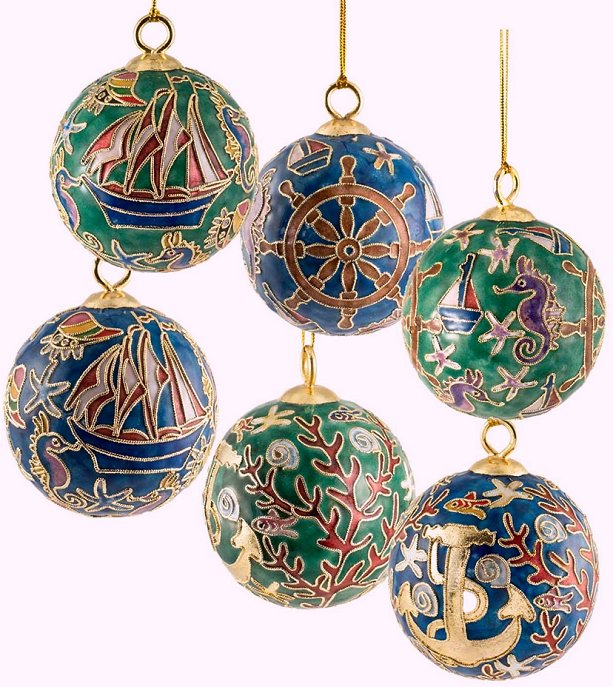 Cloisonne Nautical Ball Ornament Set - Nautical Luxuries
