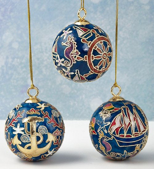 Cloisonne Nautical Ball Ornament Set - Nautical Luxuries