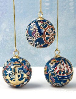 Cloisonne Nautical Ball Ornament Set - Nautical Luxuries
