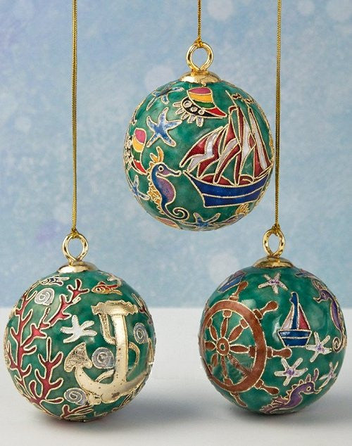 Cloisonne Nautical Ball Ornament Set - Nautical Luxuries