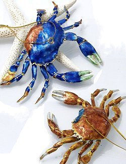 Cloisonné Coastal Crab Ornaments - Nautical Luxuries