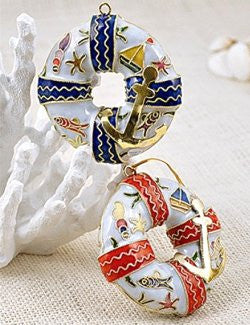 Cloisonne Life Preservers Ornament Set - Nautical Luxuries