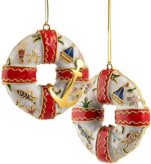 Cloisonne Life Preservers Ornament Set - Nautical Luxuries