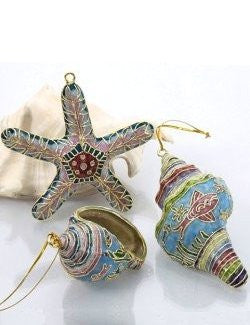 Cloisonne Seashells Ornaments - Nautical Luxuries