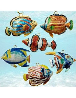 Cloisonne Tropical Reef Fish Ornaments - Nautical Luxuries