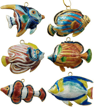 Cloisonne Tropical Reef Fish Ornaments - Nautical Luxuries