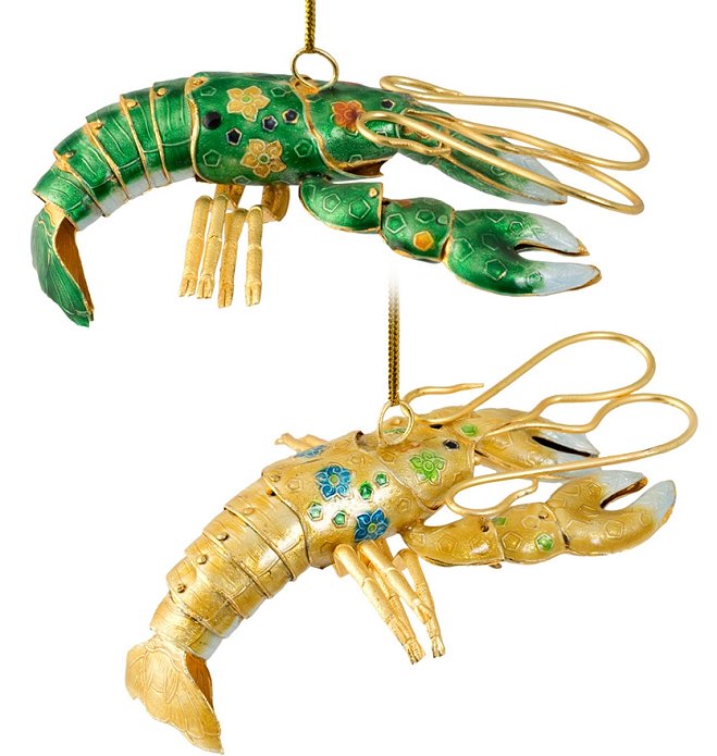 Articulated Cloisonné Reef Lobster Ornaments - Nautical Luxuries